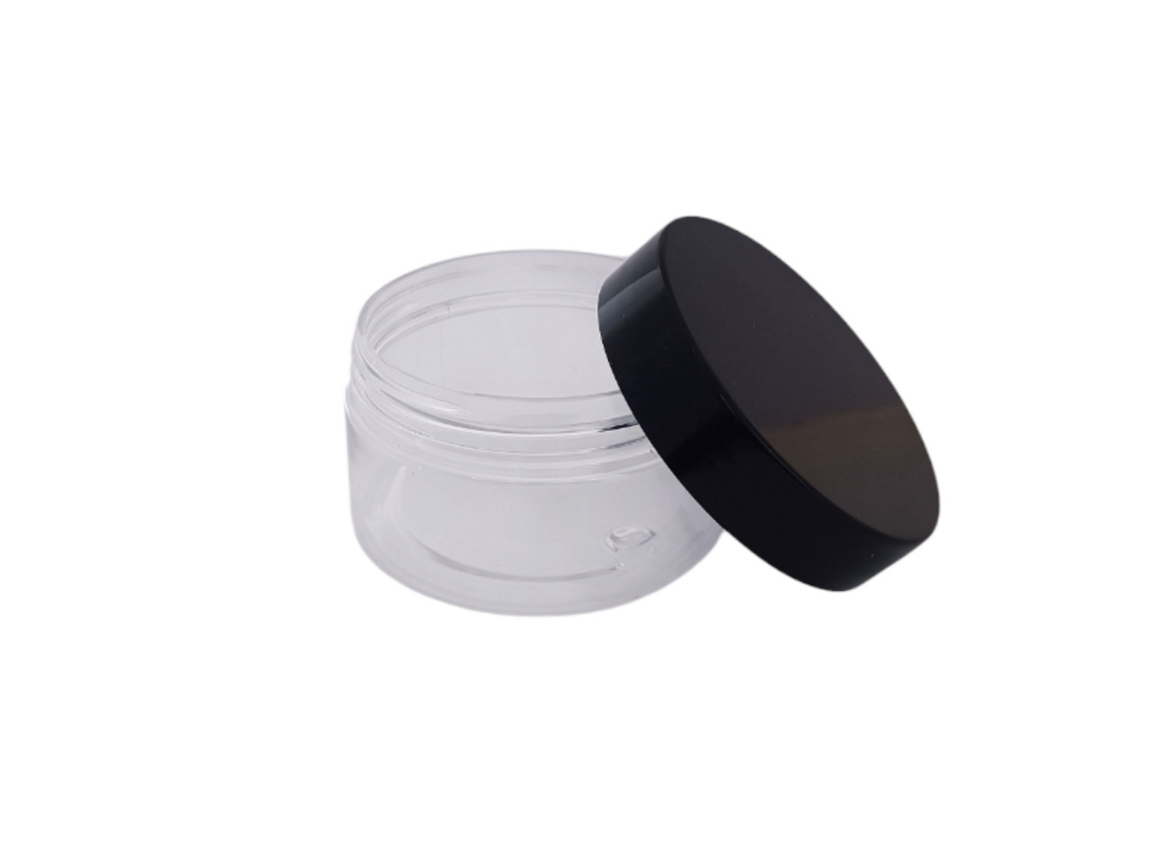 Баночка с черной крышкой прозрачная пластиковая 100мл NL2