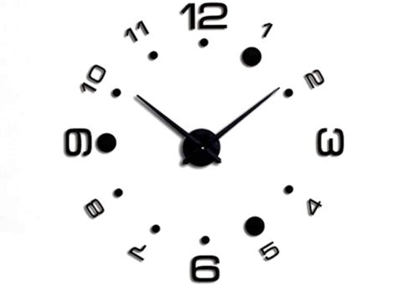 Годинник настінний що клеїться 3D чорний (12s013-B)
