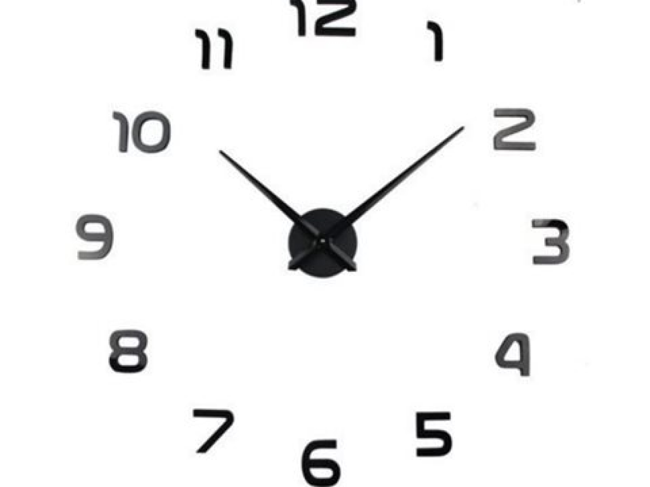 Клеящиеся настенные часы 3D чёрные (12s002-B)