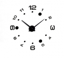 Клеящиеся настенные часы 3D чёрные (12s013-B)