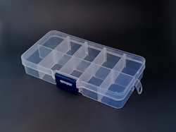 Органайзер пластиковий NA-21 на 10 відсіків з кришкою 125х64х28мм прозорий