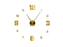 Клеящиеся настенные часы 3D  золотой (12s005-GF)