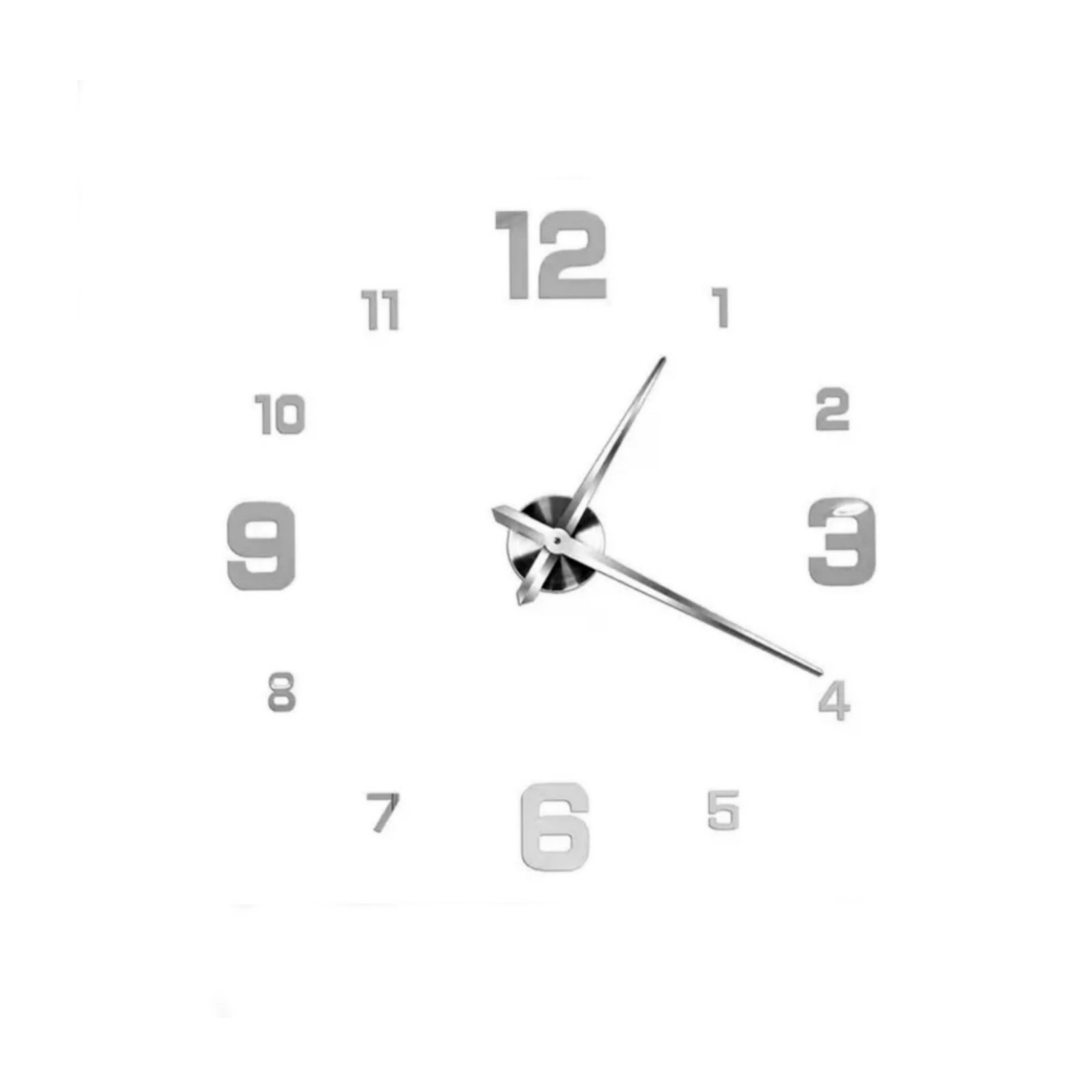 Клеящиеся настенные часы 3D серебряный (12s005-S)
