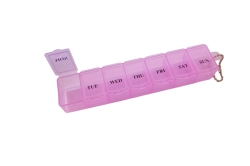 Таблетниця органайзер для таблеток 7комірок (1тиждень) з ланцюжком рожевий