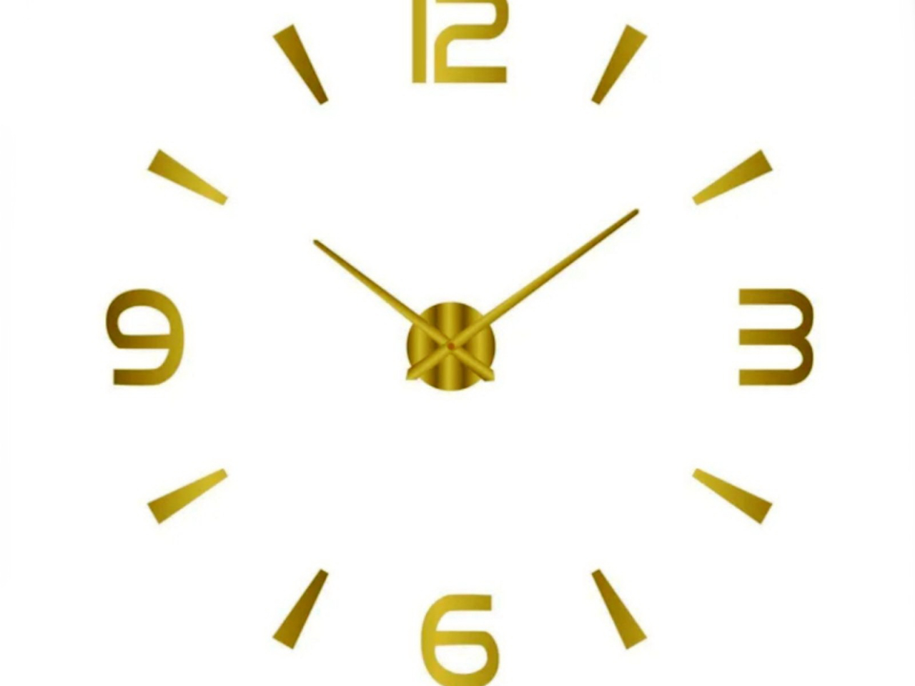 Клеящиеся настенные часы 3D  золотой (12s021-GF)