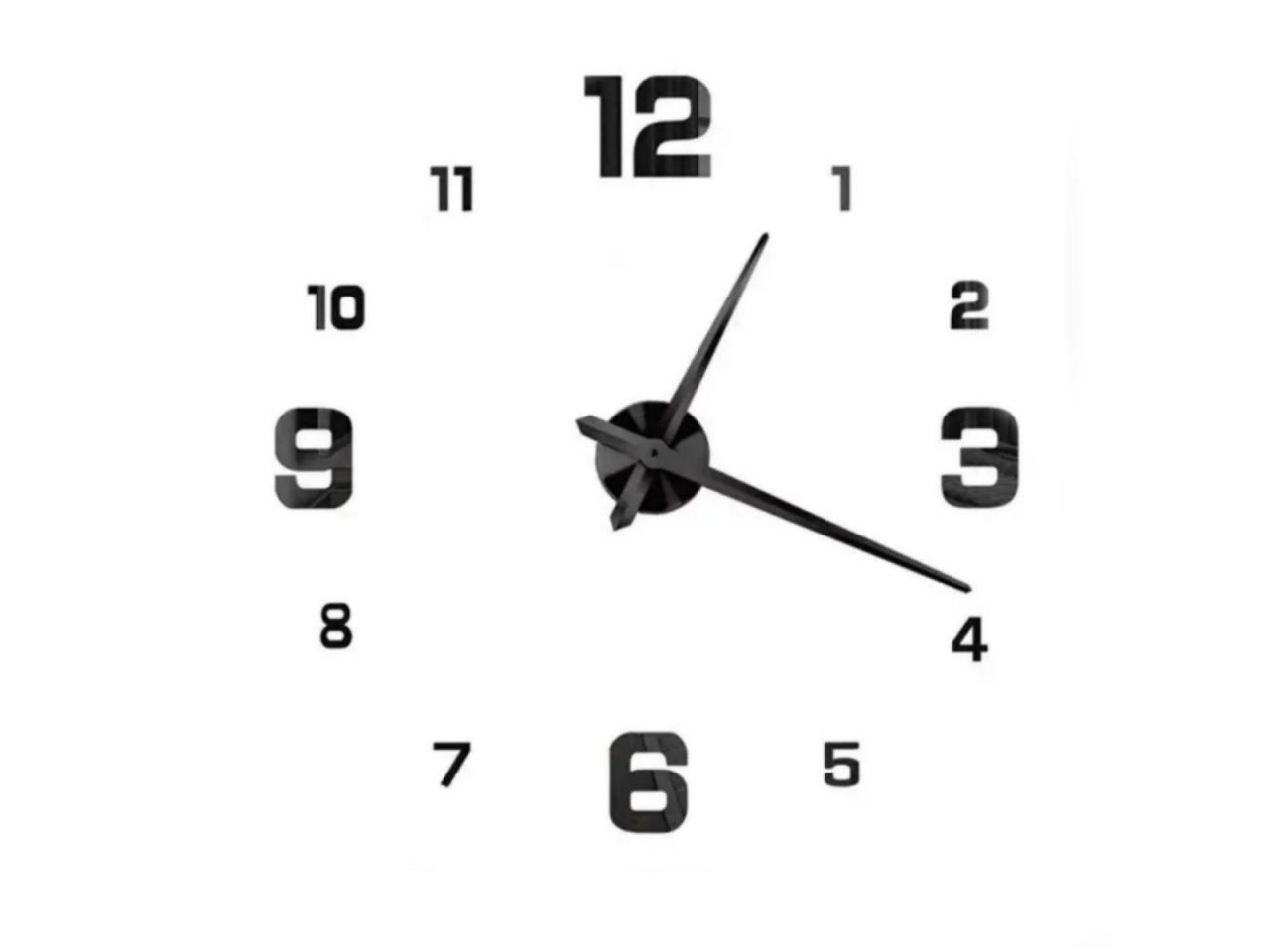 Клеящиеся настенные часы 3D чёрные (12s005-BF)