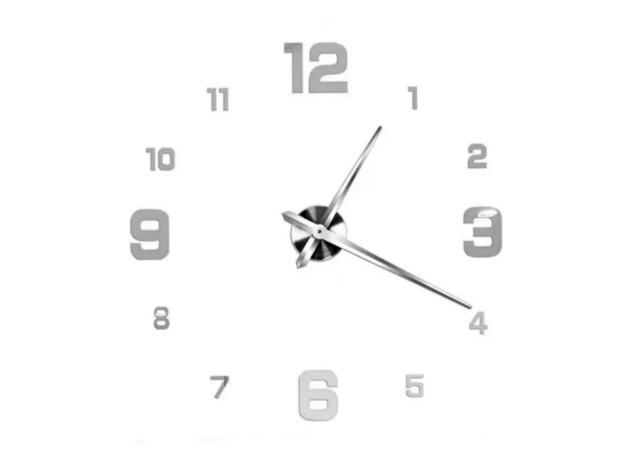 Клеящиеся настенные часы 3D серебряный (12s005-S)