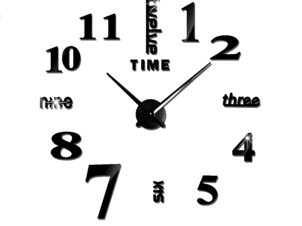 Клеящиеся настенные часы 3D чёрные (12s015-BF)