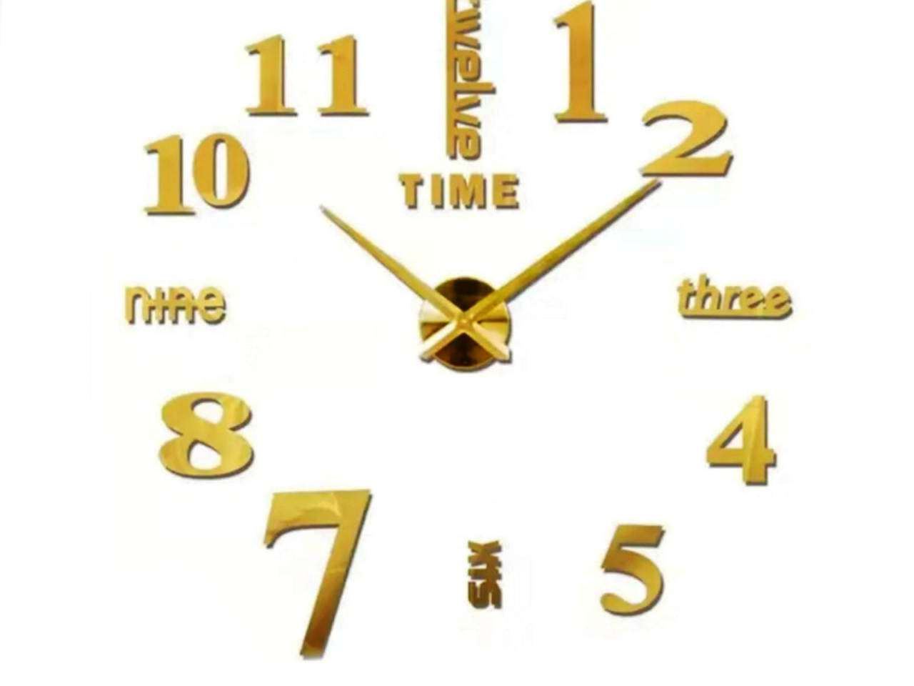 Клеящиеся настенные часы 3D  золотой (12s015-GF)