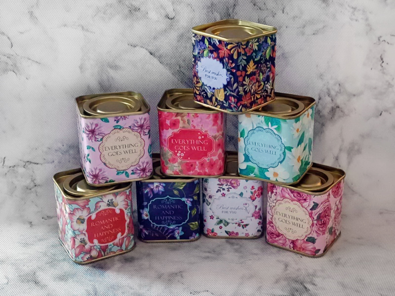 Металлические баночки для чая 50г ВВ-12. (уп. 4шт)