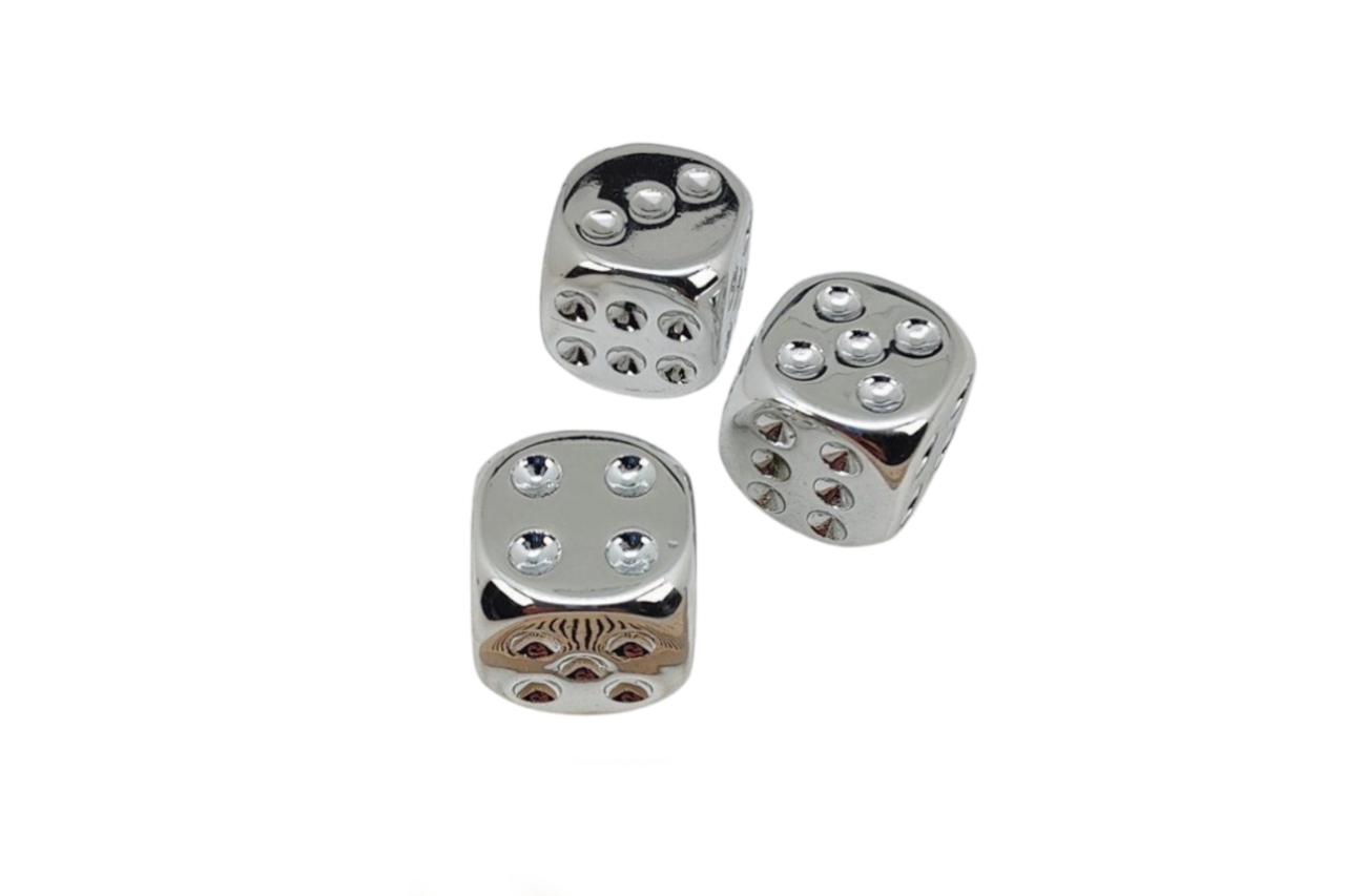 Кубики для игр акриловый 16х16мм цвет серебро