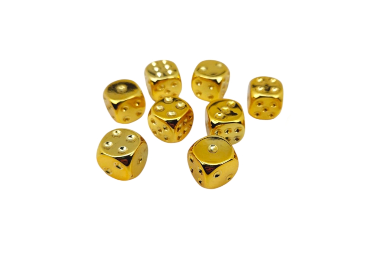 Кубики для игр акриловый 16х16мм цвет золото