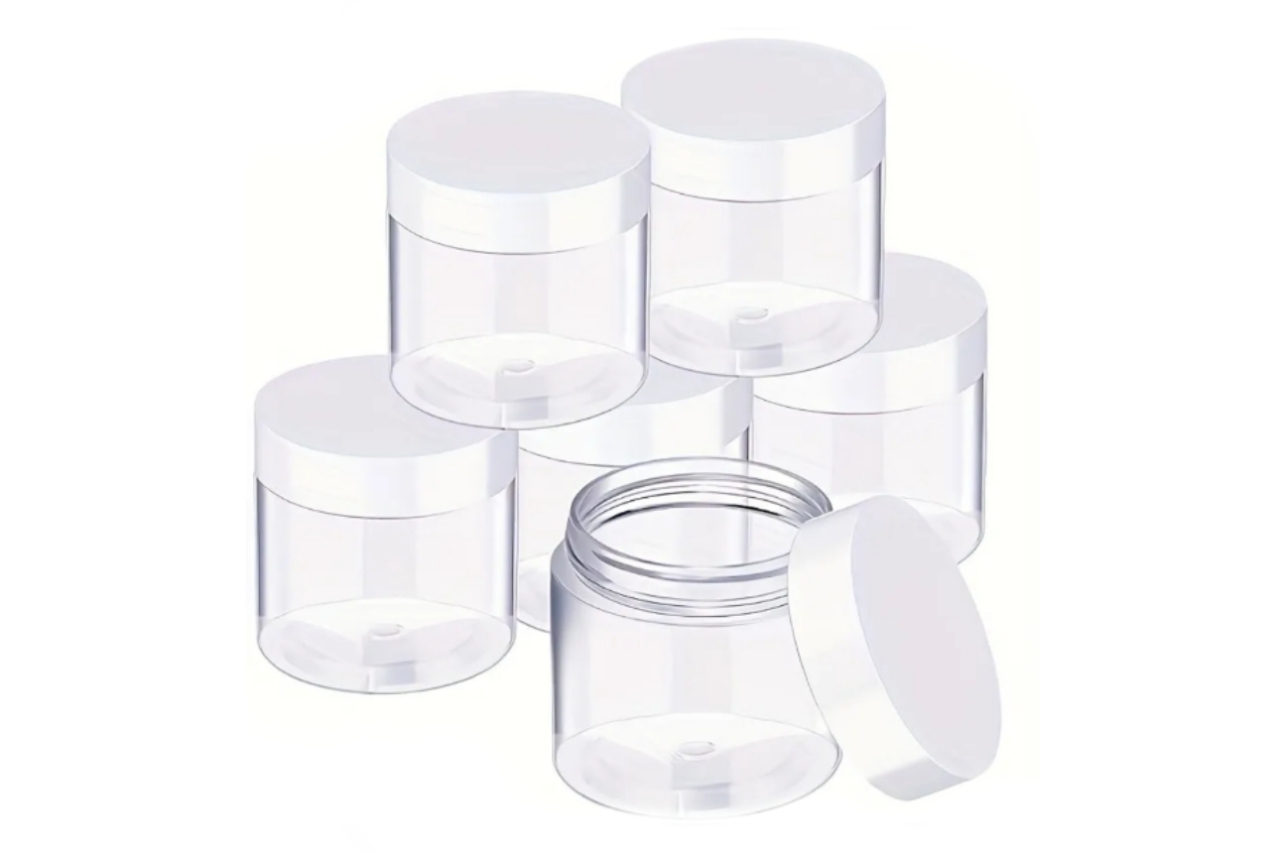 Баночка с белой крышкой прозрачная пластиковая 250мл NL5